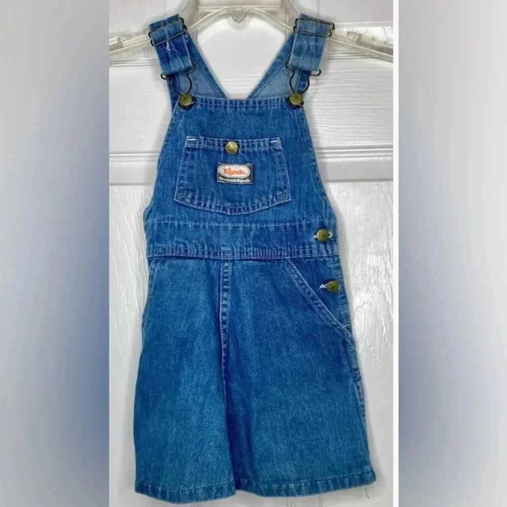 Vintage Girls OSHKOSH B’GOSH Blue Vestbak denim Overall Jumper Dress Sz 3T? USA